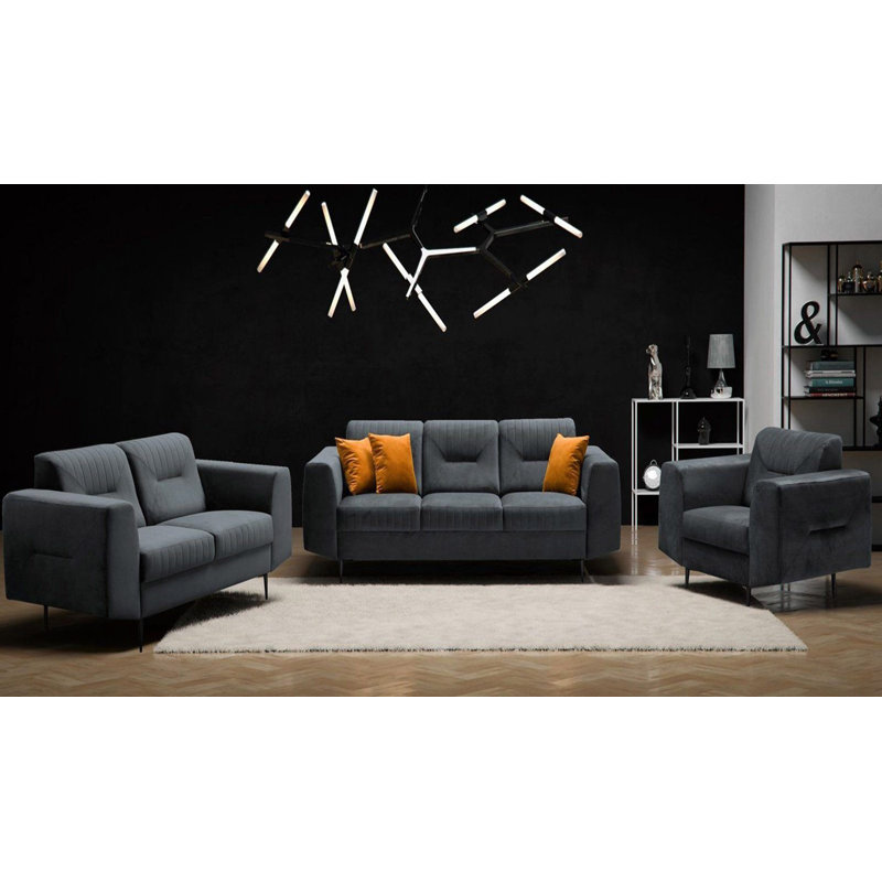 Aubreeanna 3 - Piece Living Room Set, Grey, Black