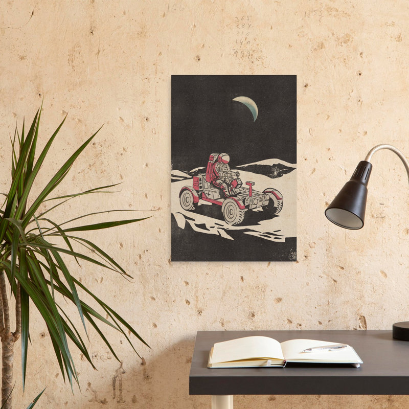 Art mural rétro, paysage lunaire rétro rétro, 24" H x 16" W