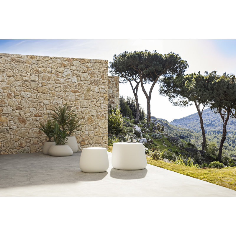 Stone Low Stool, White