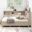 Lit de jour double en bois avec tablettes de rangement et 3 tiroirs-391724588