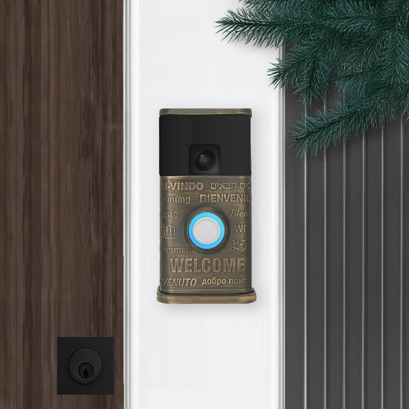 Housse de sonnette multicolore pour vidéo de bienvenue - Compatible avec une sonnette à anneau (version 2024), Laiton antique