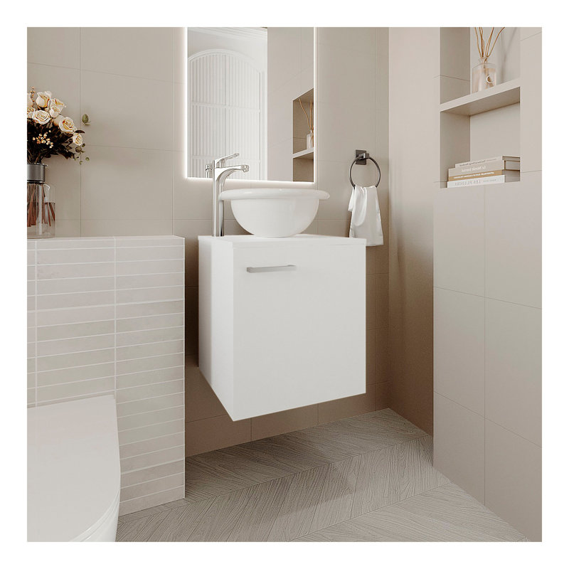 Meuble-lavabo de salle de bain H26 "avec lavabo et 1 porte, Blanc