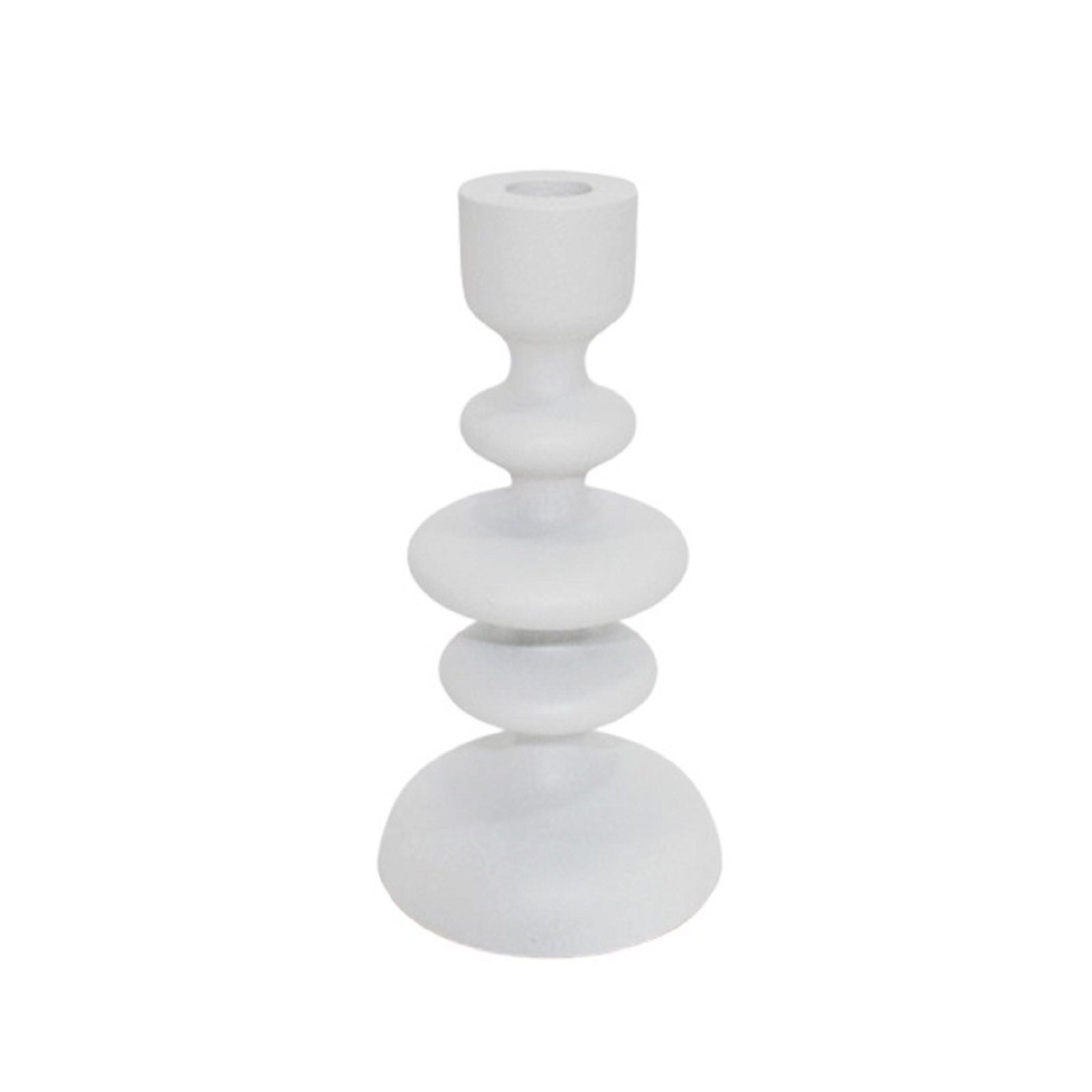 Giedre Aluminium Candle Holder, White, 8" H x 4" W x 4" D