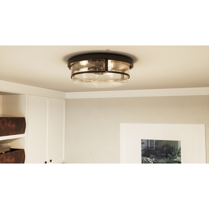 Plafonnier encastré 3 lumières 14,75 po, Transparent, Bronze palladien