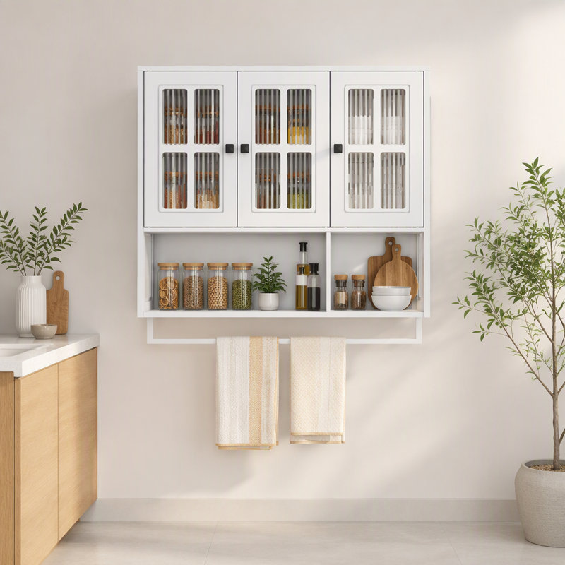 Armoire murale en bois 3 portes, White
