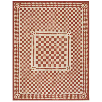 Flatweave Wool Checkered Area Rug