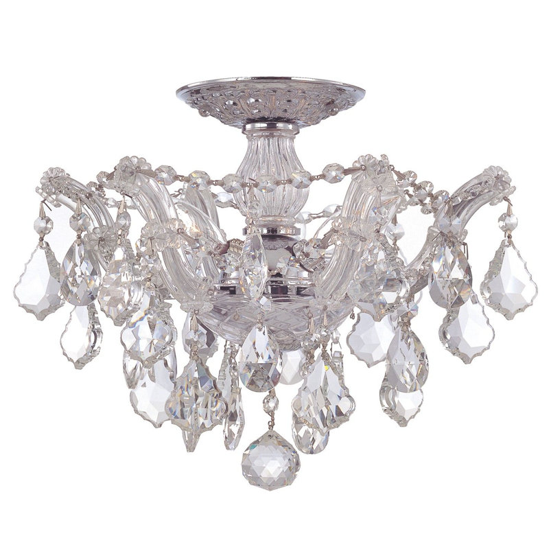 Weekes 3-Light 13.5'' Semi Flush Mount, Polished Chrome, Hand Polished