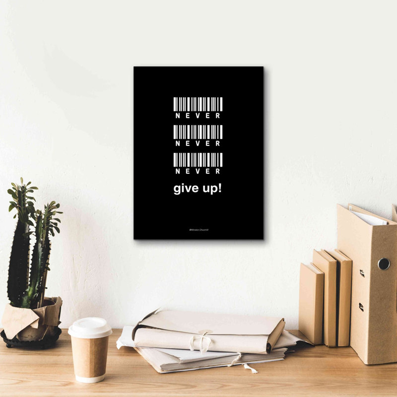 «Never donner vers le haut» par Design Fabrikken, art mural sur toile giclée, H 16 po x l 12 po x P 0,75 po