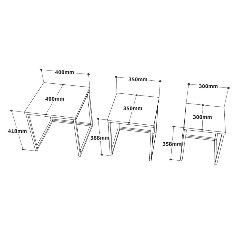 Nesting Table (3 Pieces), Naturel, Noir