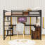 Queen Size Loft Bed With Built-In Desk And Storage Drawers And Shelves-1331855009