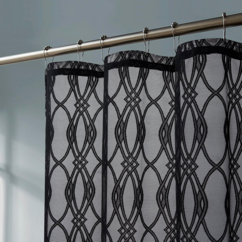 Cariann Geometric Shower Curtain, 72"H x 72"W, Black
