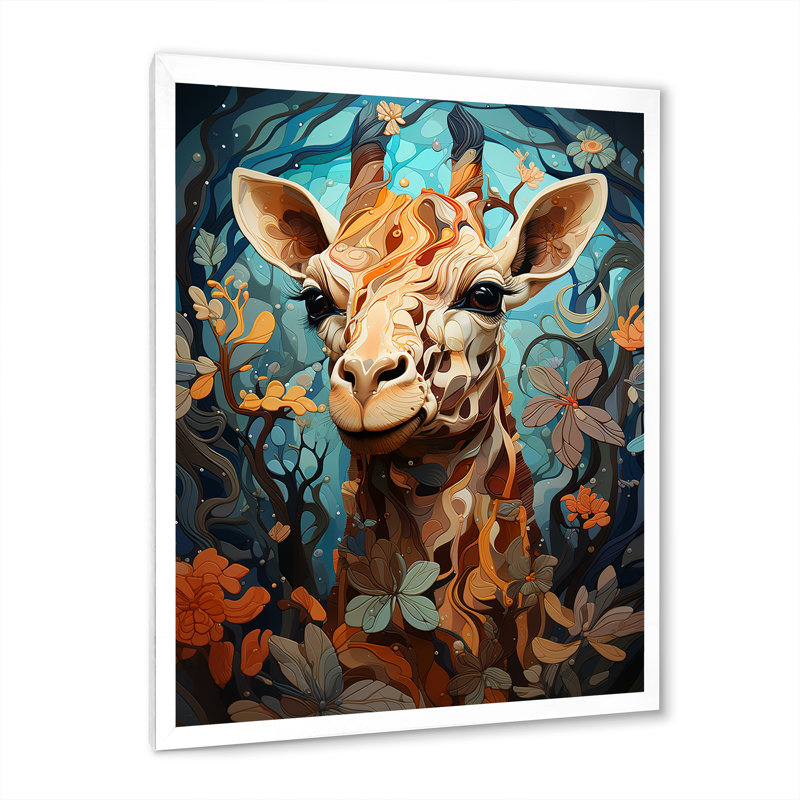 «Teal Fantasy Tall Tale» sur toile, Cadre simple blanc, H 44 po x l 34 po x P 1,5 po