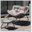 Chaise berçante avec repose-pieds, repose-pieds en osier toutes saisons et coussins moelleux pour un confort ultime