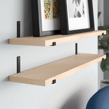 Pack of 2 Oak Floating Shelves  Floating Shelf with Brackets