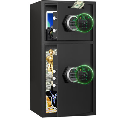 6.0 Cu Ft Extra Large Home Safe Box,13.8"x13.8"x25.5" - Fingerprint + 4 Opening Methods Security Box with Dual Alarm, Silent Mode, Adjustable Shelf & Deposit Slot - for Cash Jewelry