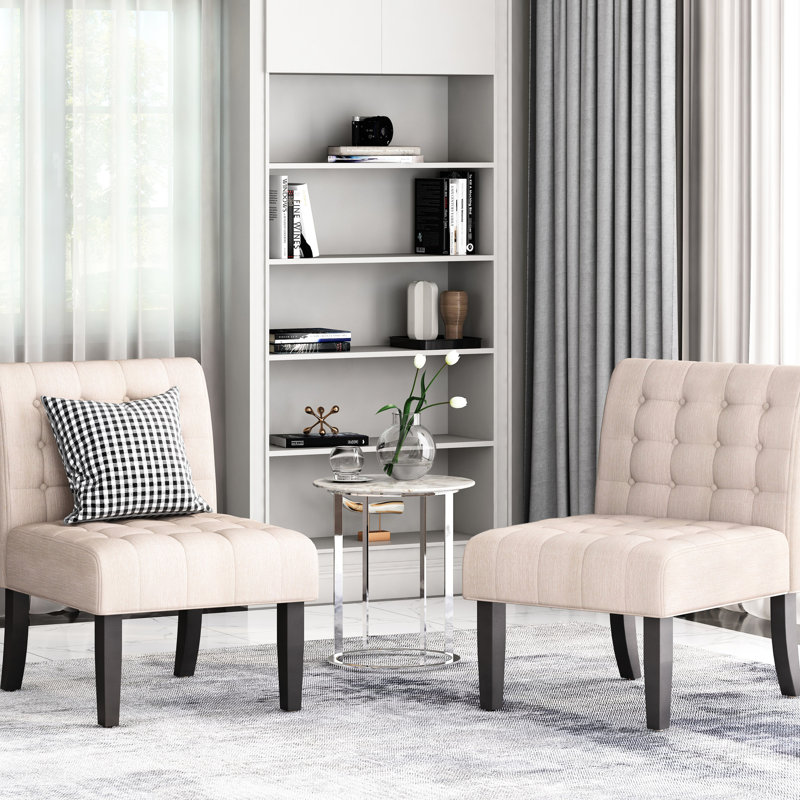 Chaise d'appoint de 2 personnes - siège en tissu beige avec design classique et fabrication stable en bois pour les chaises de patio