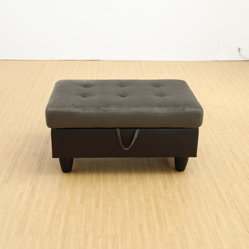 Darryn 35" Wide Upholstered Storage Ottoman, Brown Fabric