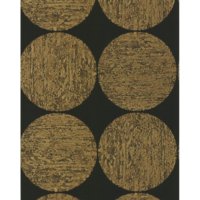 Luna Geometric Wallpaper Roll, Gold/Onyx