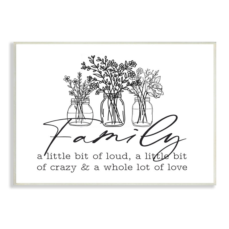 "Heartwarming Family", botanique, fleurs, bouquets de fleurs, art mural par lettres et lignes, H 10 po x l 15 po x P 0,5 po