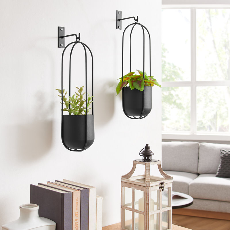 Brigett 2-Piece Oval Metal Hanging Planter Set