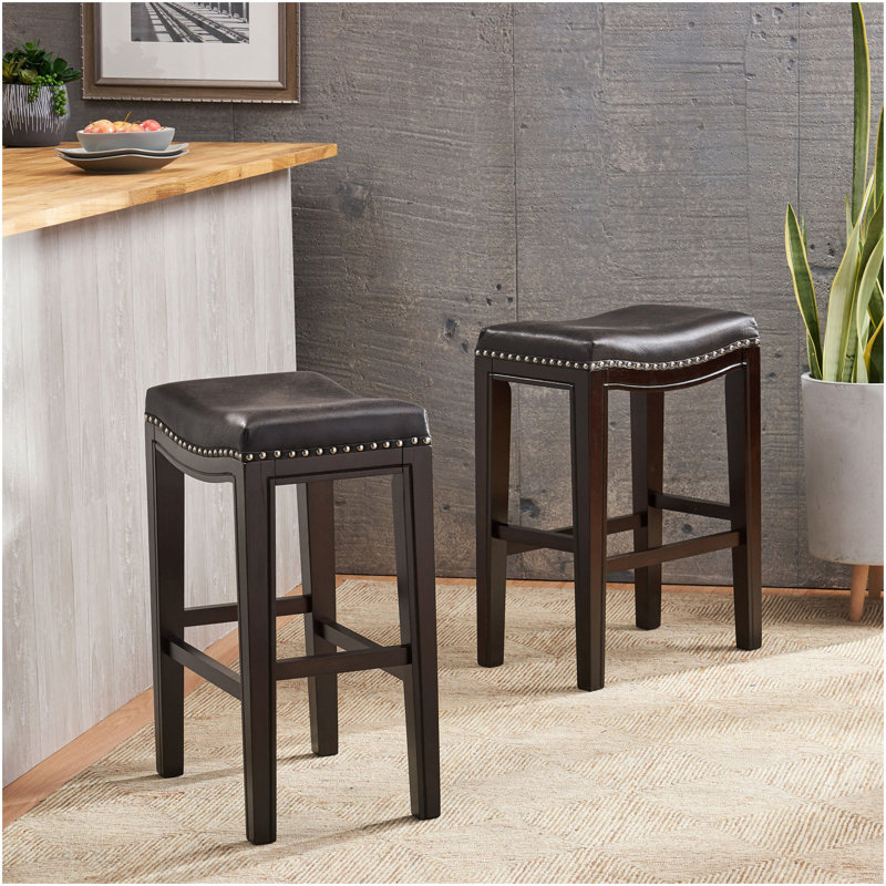 TIFFIN STUDDED COUNTER STOOL MP2 (Set Of 2), Charcoal