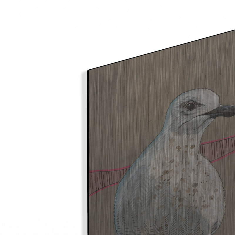  «Mouette et clôture rose» par Bebe Keith, art mural en métal, 16 po x 24 po