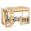 Lit mezzanine en bois avec escalier de rangement, toit auvent et comptoir de magasin-2130020716