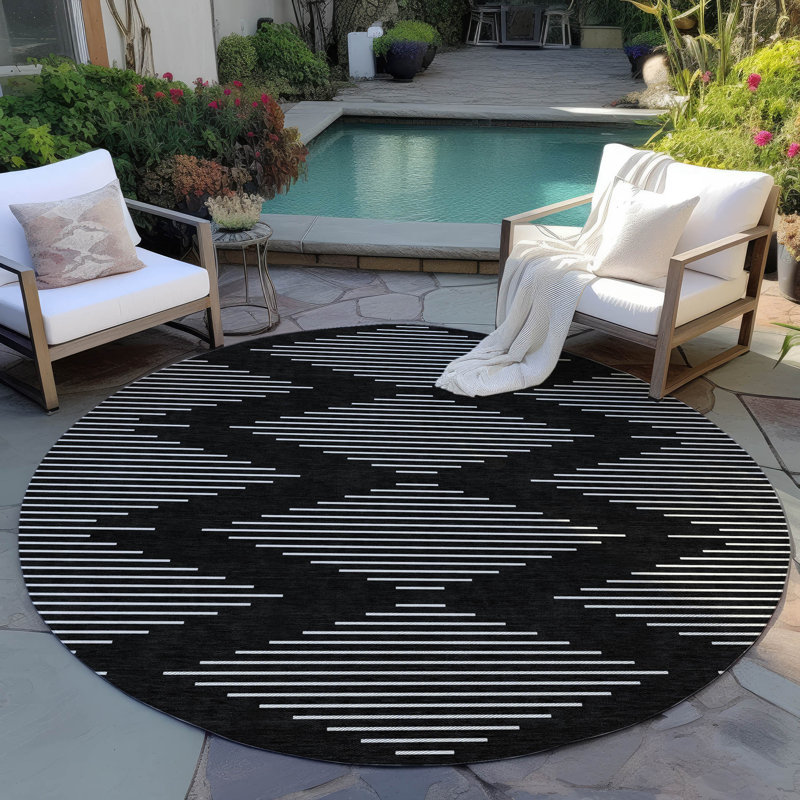 Tapis intérieur / extérieur noir Velina , 8 pi x 8 pi