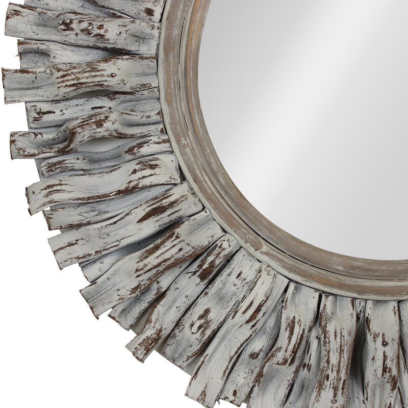 Rattan Round Starburst Mirror, White