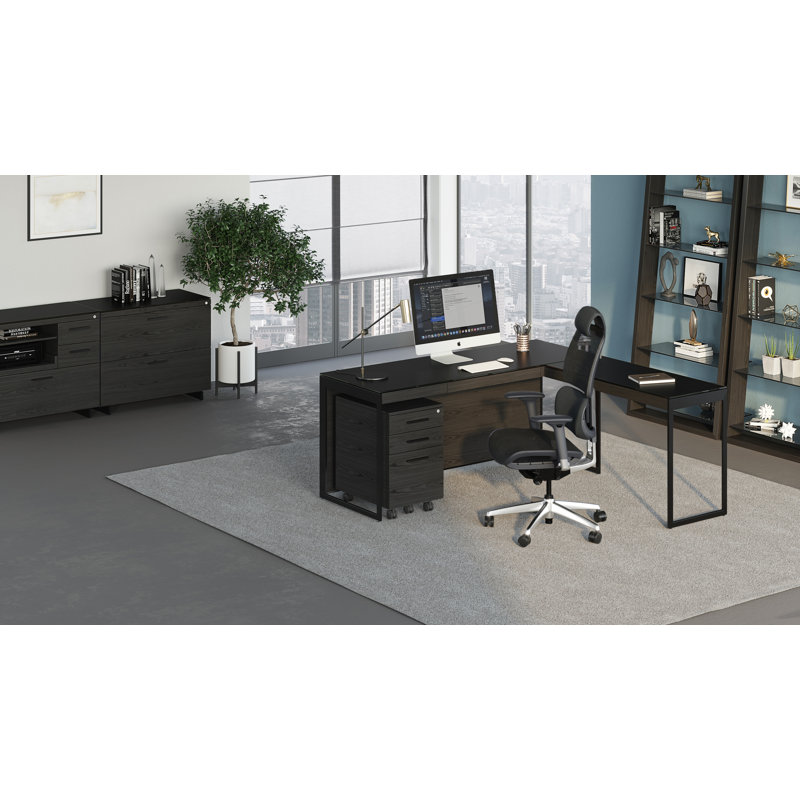 Sequel 20 3 - Drawer File Cabinet, Charcoal Stained Ash