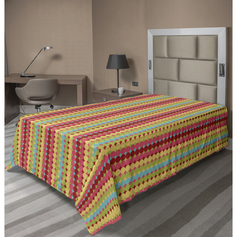Drap plat moderne de style bohème Ambesonne, Drap plat pour lit simple, Dark Coral/Sand Brown Geometric