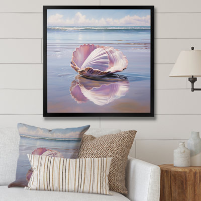 Beige Clam Seaside Reflections - Animals Canvas Wall Art