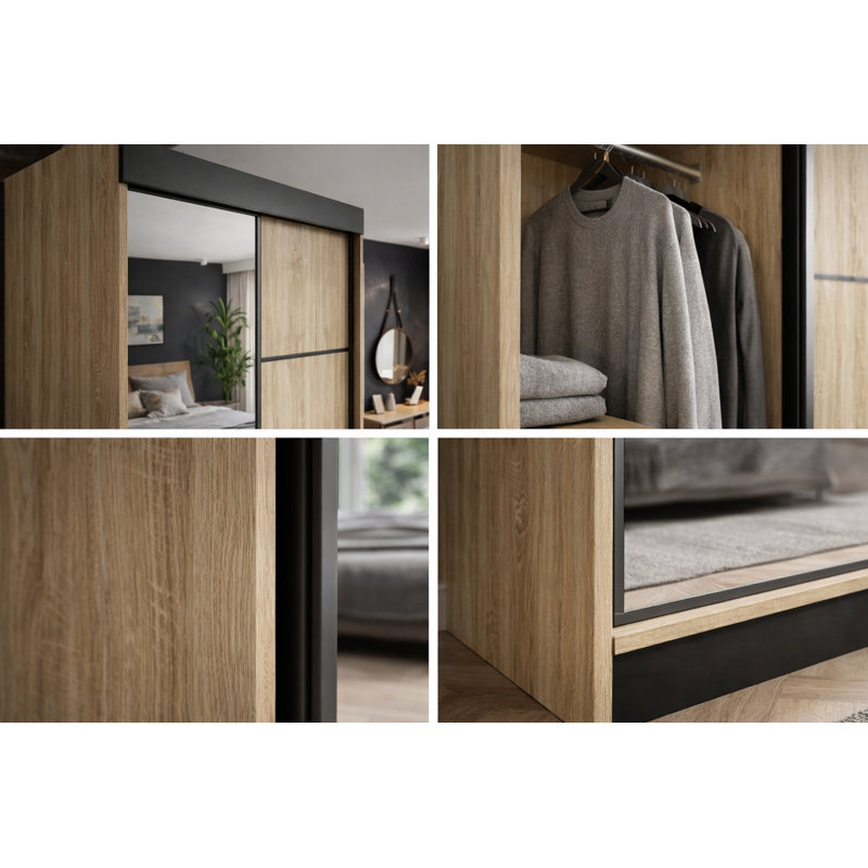 Almatine Manufactured Wood Wardrobe, Natural/Matte Black