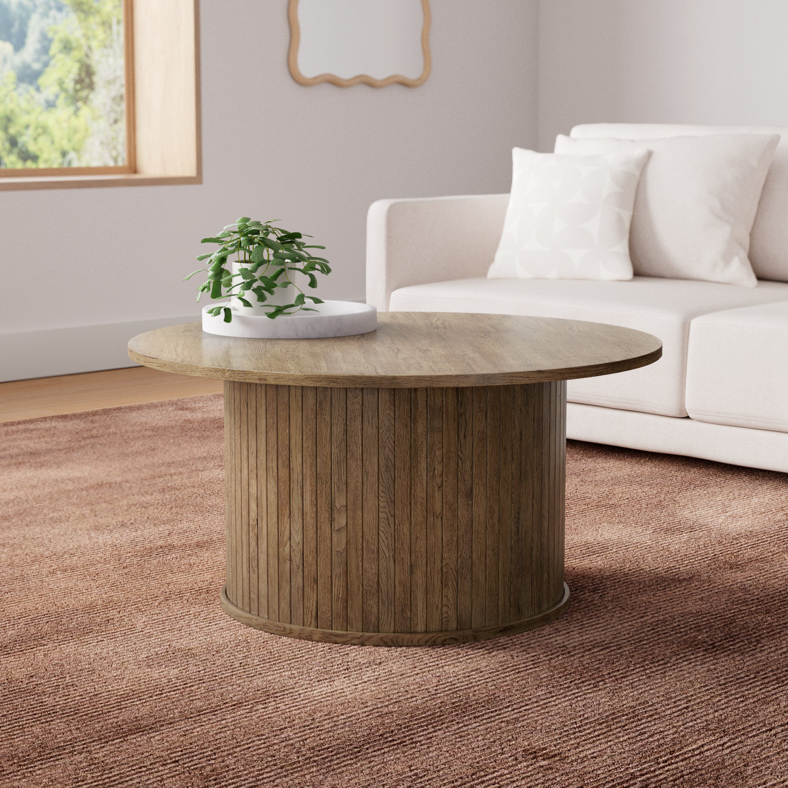 Iris 35.43 " Coffee Table, Smoked Oak