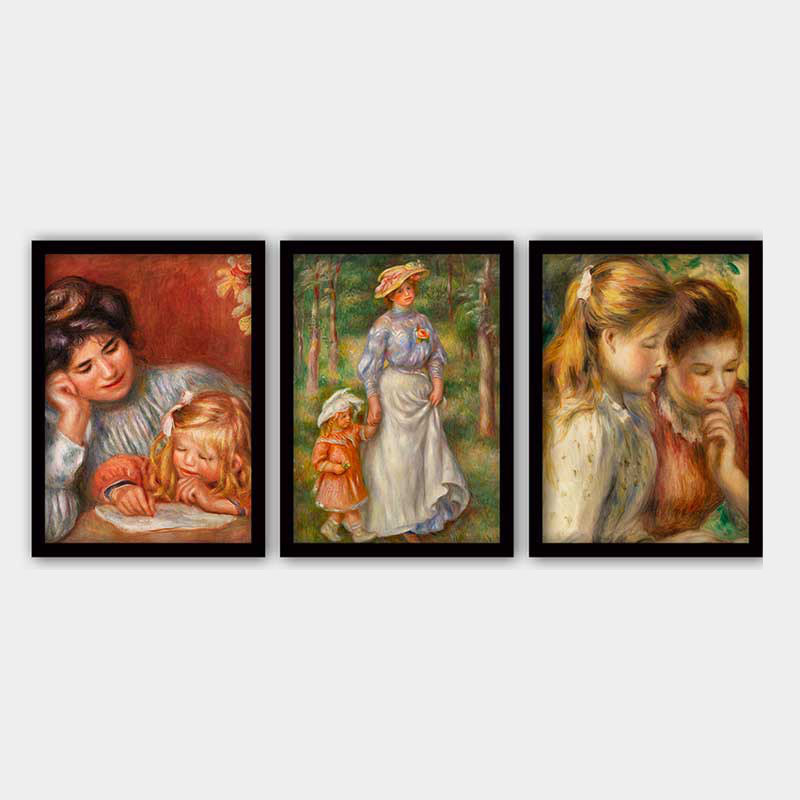 Ensemble de 3 peintures élégantes encadrées décoratives, 13,8 x 17,7 pouces chacune | 100% bois avec cadre 100% polystyrène (épaisseur: 0,8 pouce) | Impression numérique UV, parfaite pour le salon et la décoration intérieure