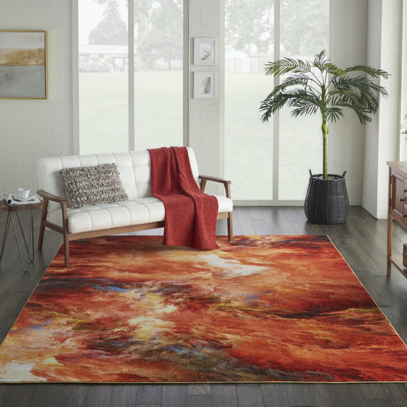 Tapis orange Cassie, Rectangle 7 pi 9 po x 9 pi 9 po