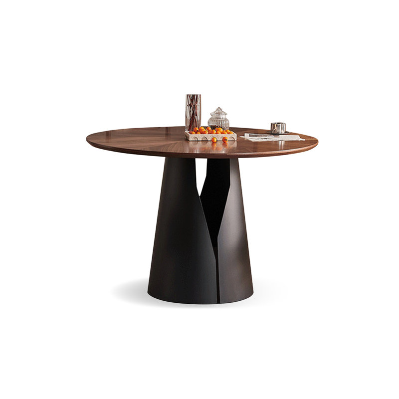 Table de salle à manger ronde en bois manufacturé de couleur châtaignier, H 29,53 po x L 35,43 po x l 35,43 po