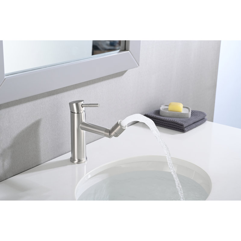 Robinet de salle de bain en nickel brossé, 2 modes, aérateur rotatif à 360 °, robinet en acier inoxydable, option de style de mode