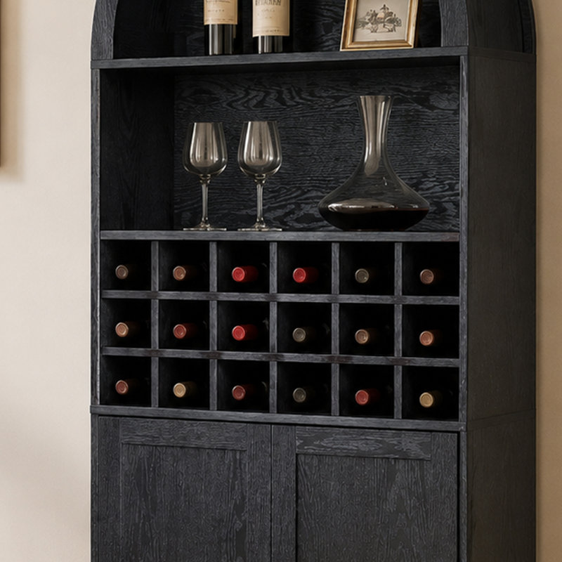 Bar arqué avec bar à vin, rangement pour boissons alcoolisées autoportant avec tablettes réglables et support à vin, Vert