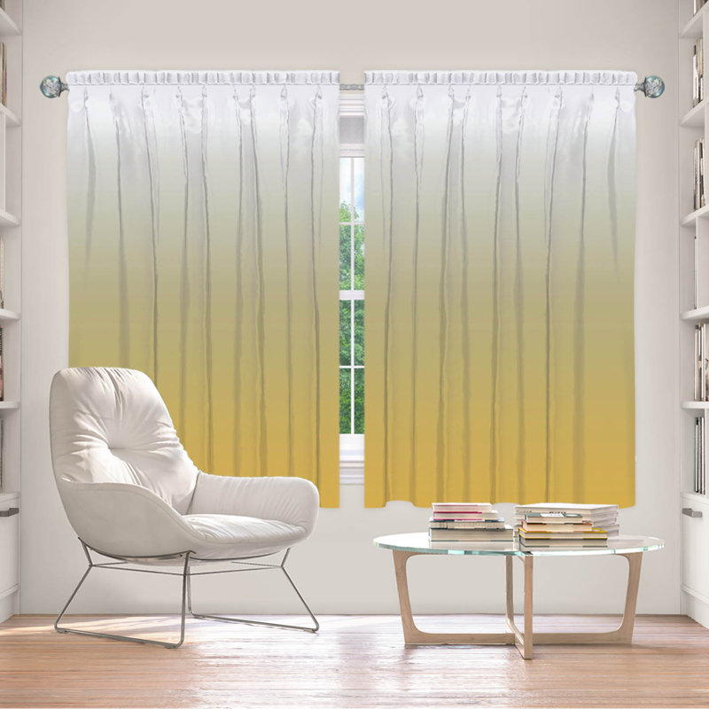 Vandela Room Darkening Curtain Pair, 40" W x 61" L, Mustard/Gray