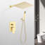 Douche de pluie murale de 12 po - Finition laiton doré, buse autonettoyante pour une douche luxueuse, tête de tuyau standard américaine, laiton, salle de bain envoûtante,