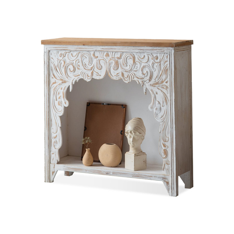 Beige + Burlywood Solid Wood Freestanding Fireplace