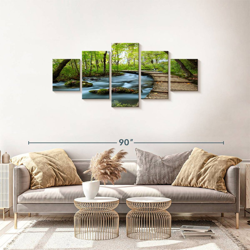 Ensemble de 5 pièces Boardwalk In The Forest sur toile, H 74 po x l 34 po x P 1,25 po