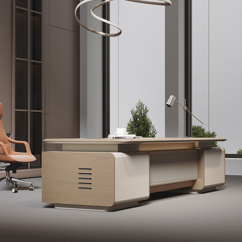 Bureau moderne 110,24 "à densité de couleur naturelle, H 29,53 po x l 110,24 po x P 39,37 po