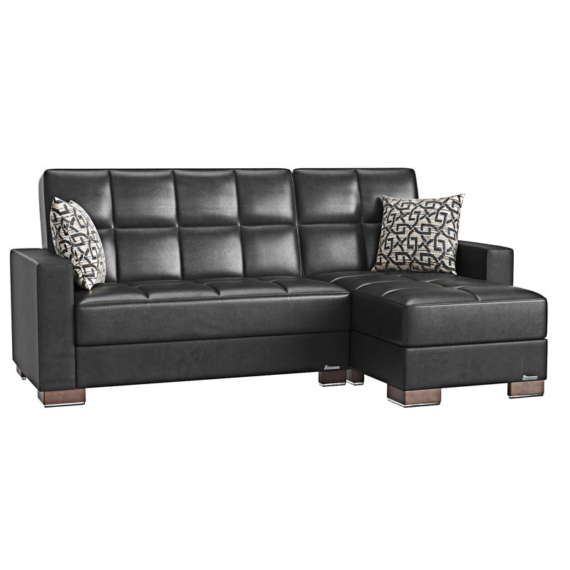 Chaise longue rembourrée convertible avec rangement, Noir