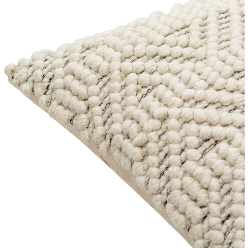 Hygge 20"x20" Square Geometric Cotton Wool Pillow with Down Insert