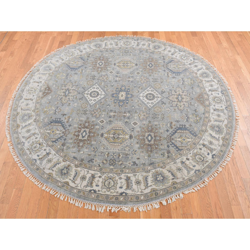 Tapis unique en laine rond nouvel âge 8 pi 1 po Jurbala Gris
