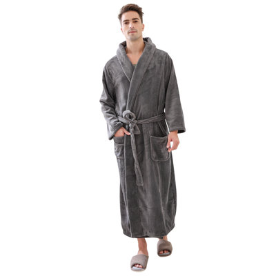 Merzedes Polyester Fleece Boy / Man+ Mid-Calf Bathrobe with Pockets and Hood for Kids