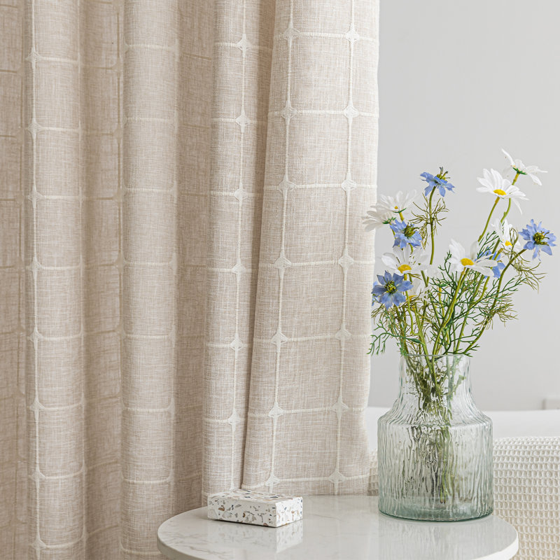 Clairece Geometric Tassels Shower Curtain with Snap-in Liner, No Hooks Required, Cream