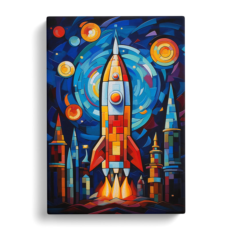 Rocket Cubism - Wrapped Canvas, 76cm H x 50cm W x 3cm D